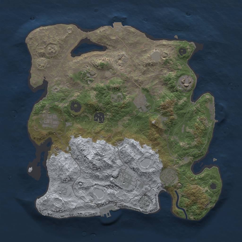 Rust Map: Procedural Map, Size: 3250, Seed: 2124900309, 16 Monuments