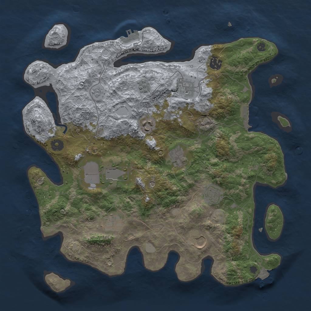 Rust Map: Procedural Map, Size: 3700, Seed: 6757, 17 Monuments