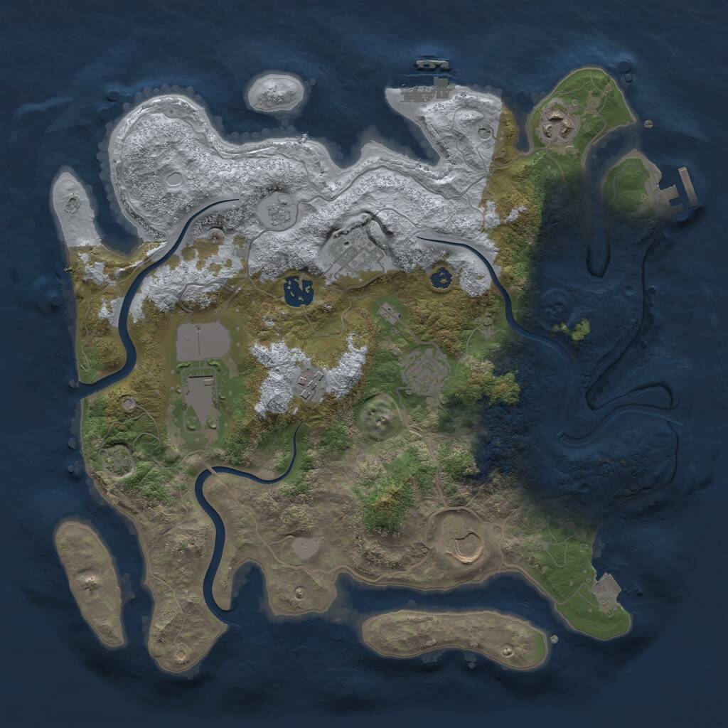 Rust Map: Procedural Map, Size: 3500, Seed: 642462, 13 Monuments
