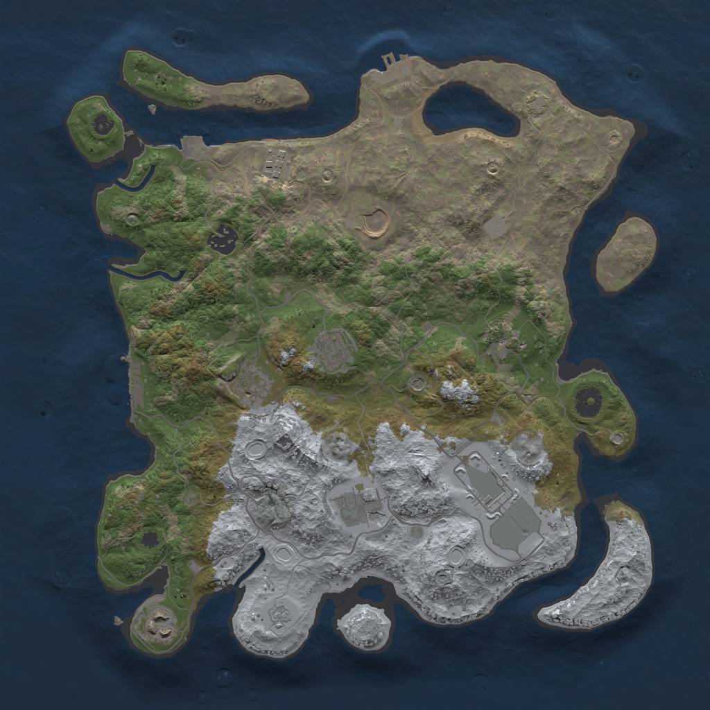 Rust Map: Procedural Map, Size: 3700, Seed: 1171180597, 17 Monuments