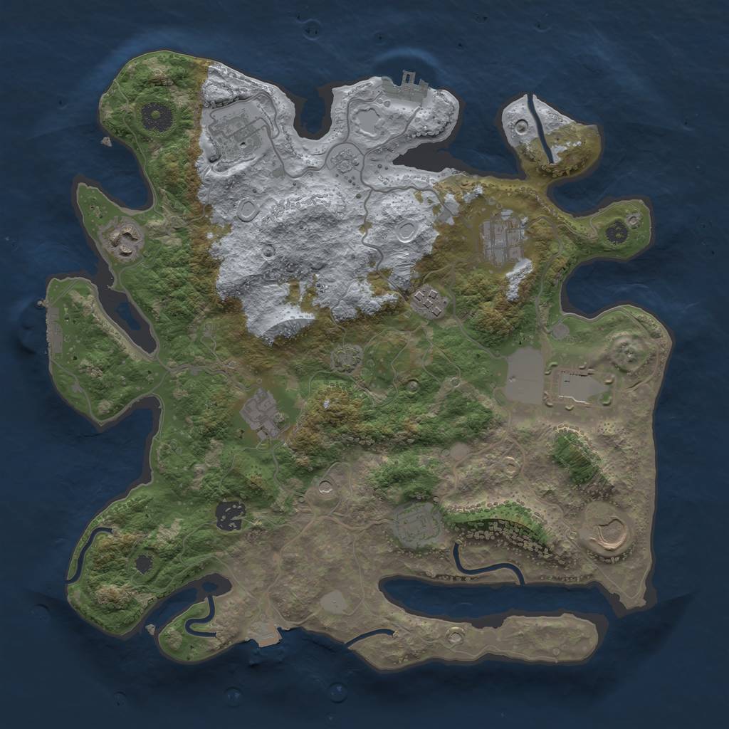 Rust Map: Procedural Map, Size: 3500, Seed: 1384533676, 17 Monuments