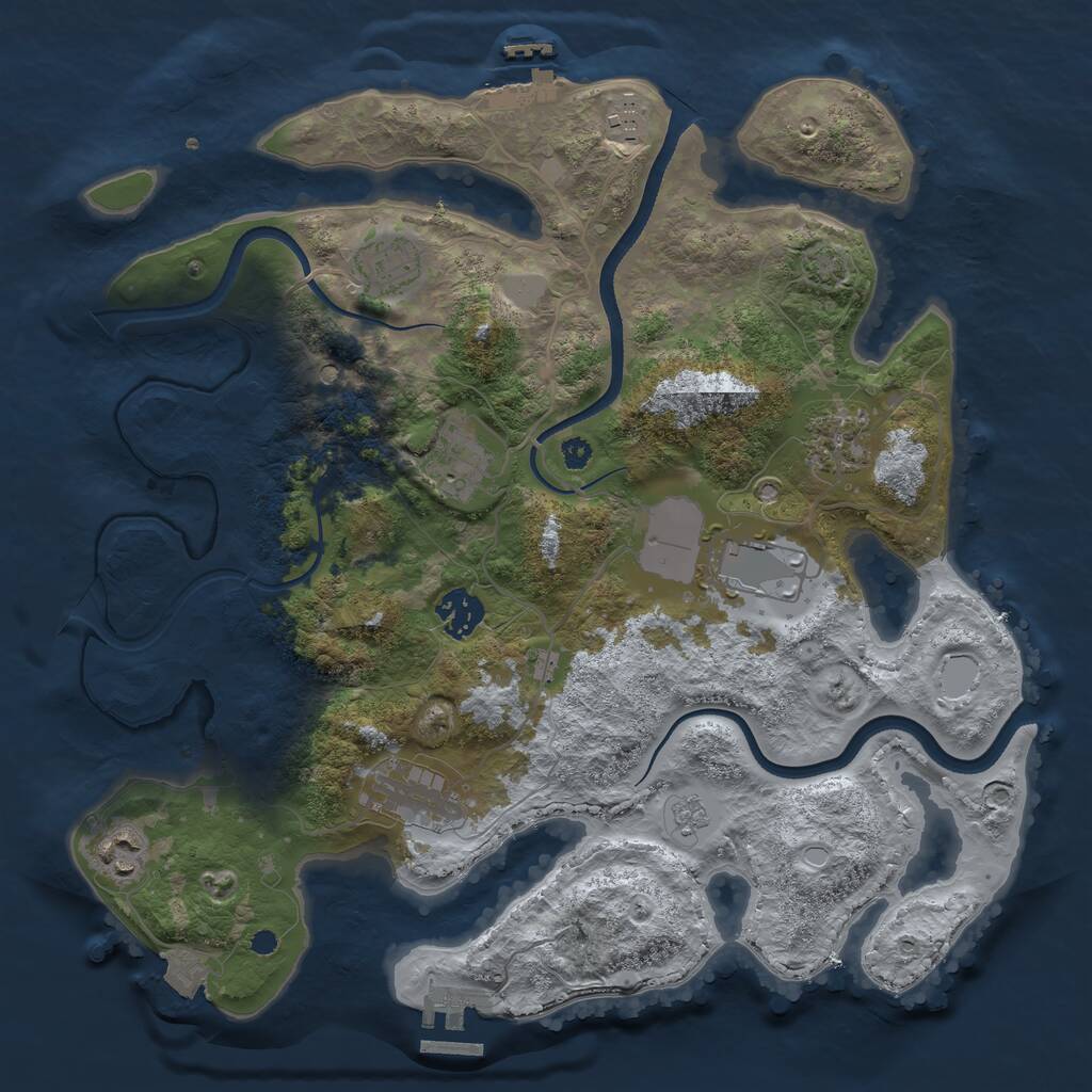 Rust Map: Procedural Map, Size: 3500, Seed: 1435328440, 14 Monuments