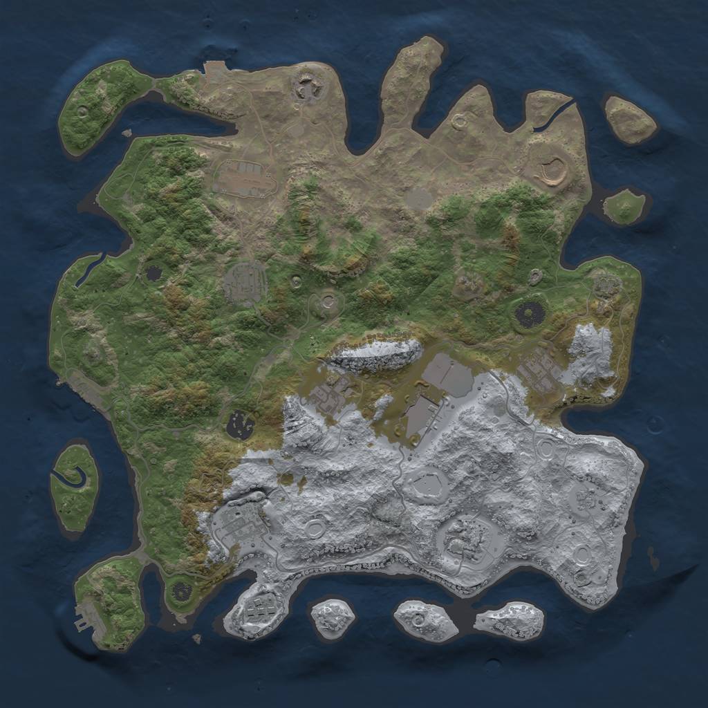Rust Map: Procedural Map, Size: 3800, Seed: 1744377793, 19 Monuments