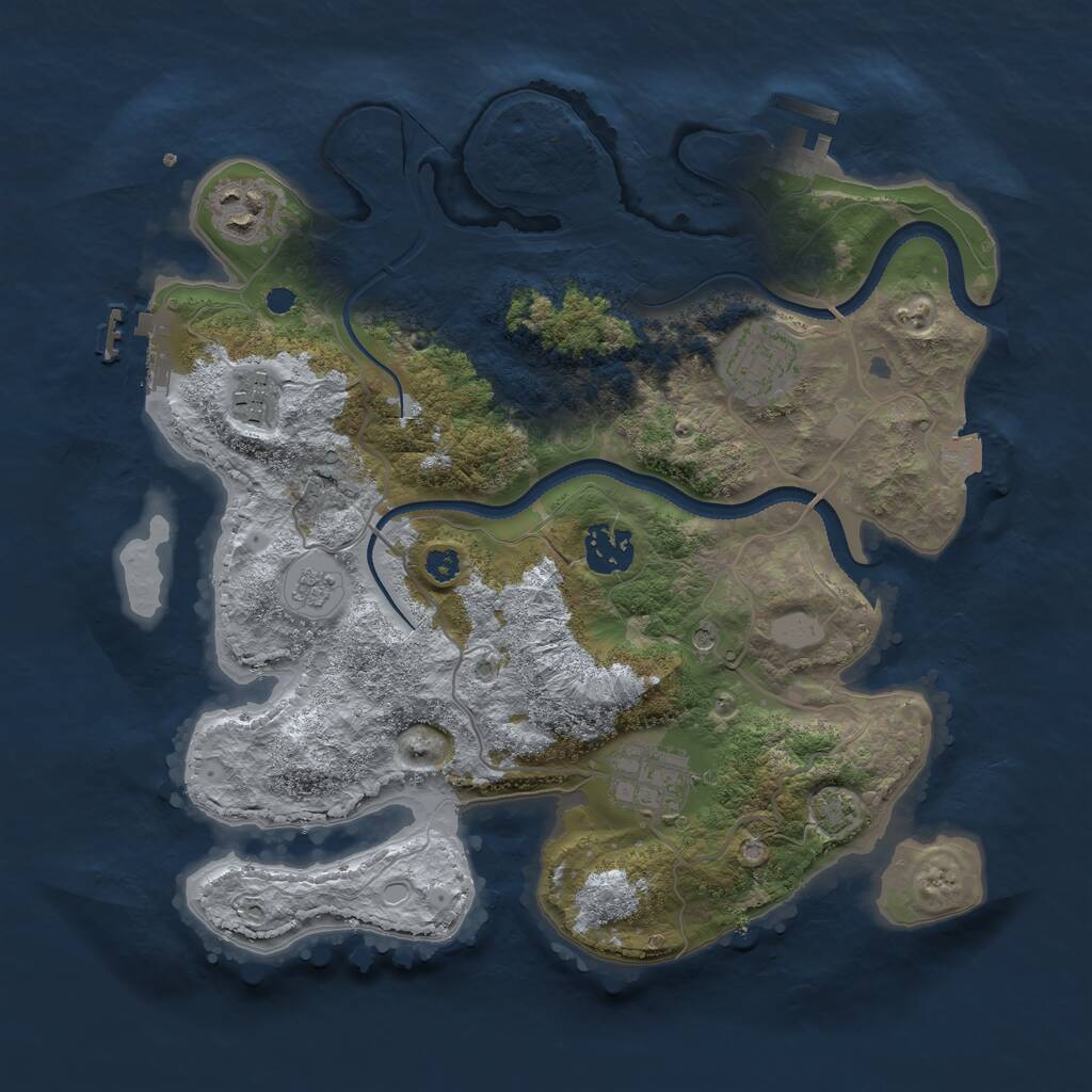Rust Map: Procedural Map, Size: 3250, Seed: 1554291673, 11 Monuments