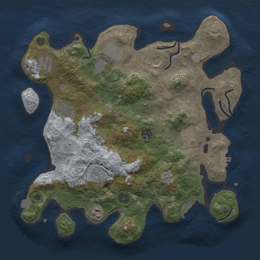 Rust Map: Procedural Map, Size: 3500, Seed: 1029548989, 17 Monuments
