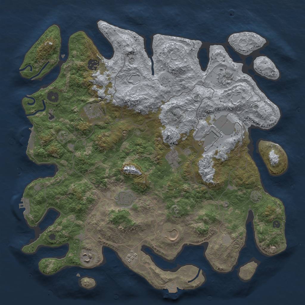 Rust Map: Procedural Map, Size: 4000, Seed: 885479647, 17 Monuments