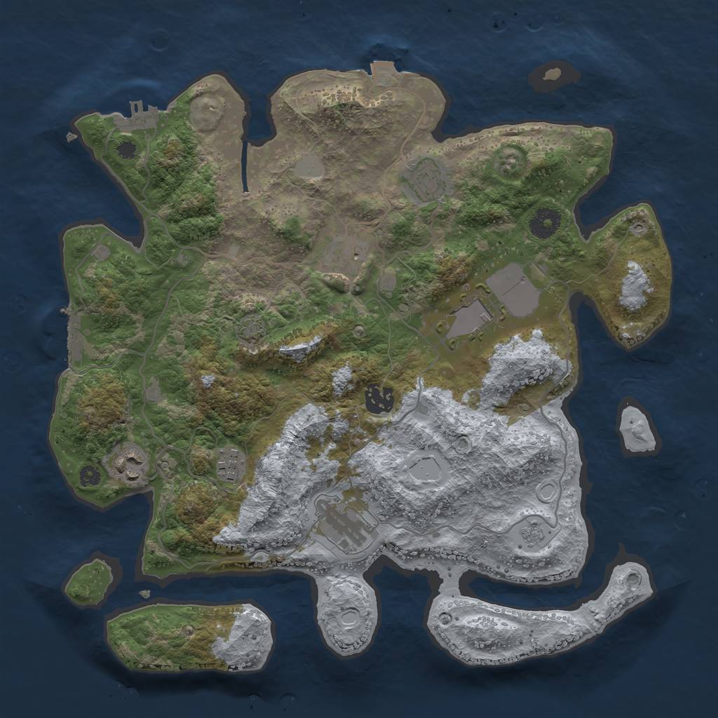 Rust Map: Procedural Map, Size: 3500, Seed: 375431294, 14 Monuments