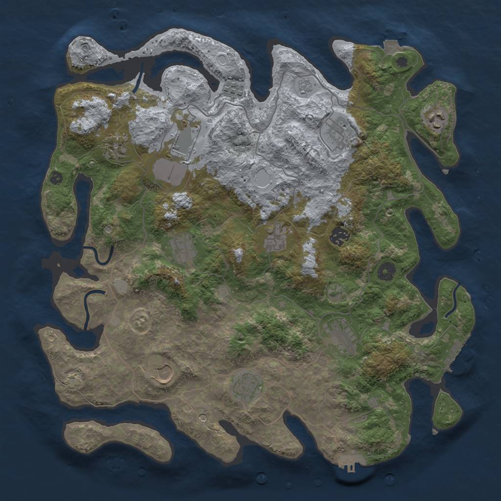 Rust Map: Procedural Map, Size: 4000, Seed: 2092614688, 19 Monuments