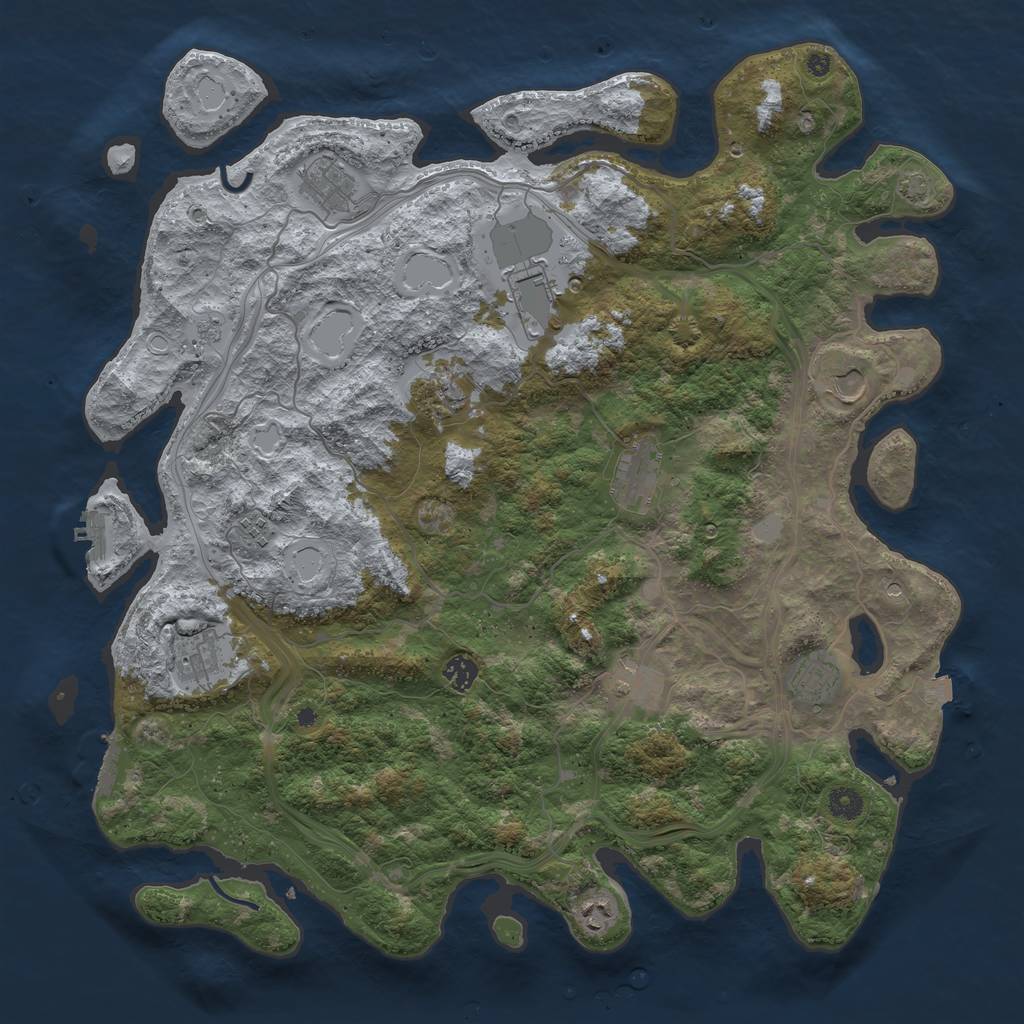 Rust Map: Procedural Map, Size: 4500, Seed: 1220101, 19 Monuments