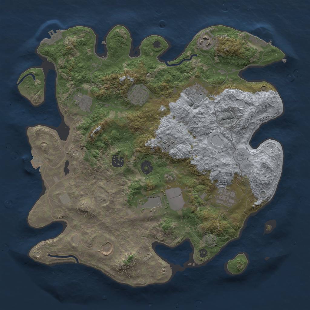 Rust Map: Procedural Map, Size: 3600, Seed: 5531, 17 Monuments