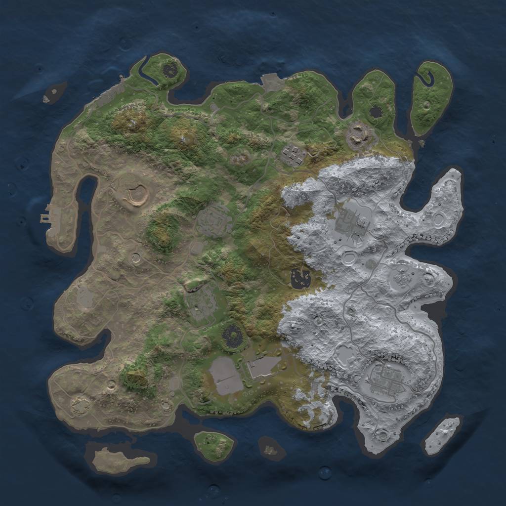 Rust Map: Procedural Map, Size: 3500, Seed: 1182850472, 17 Monuments