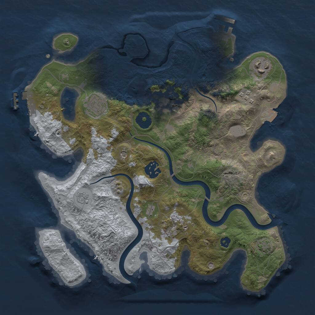 Rust Map: Procedural Map, Size: 3000, Seed: 2549061, 12 Monuments