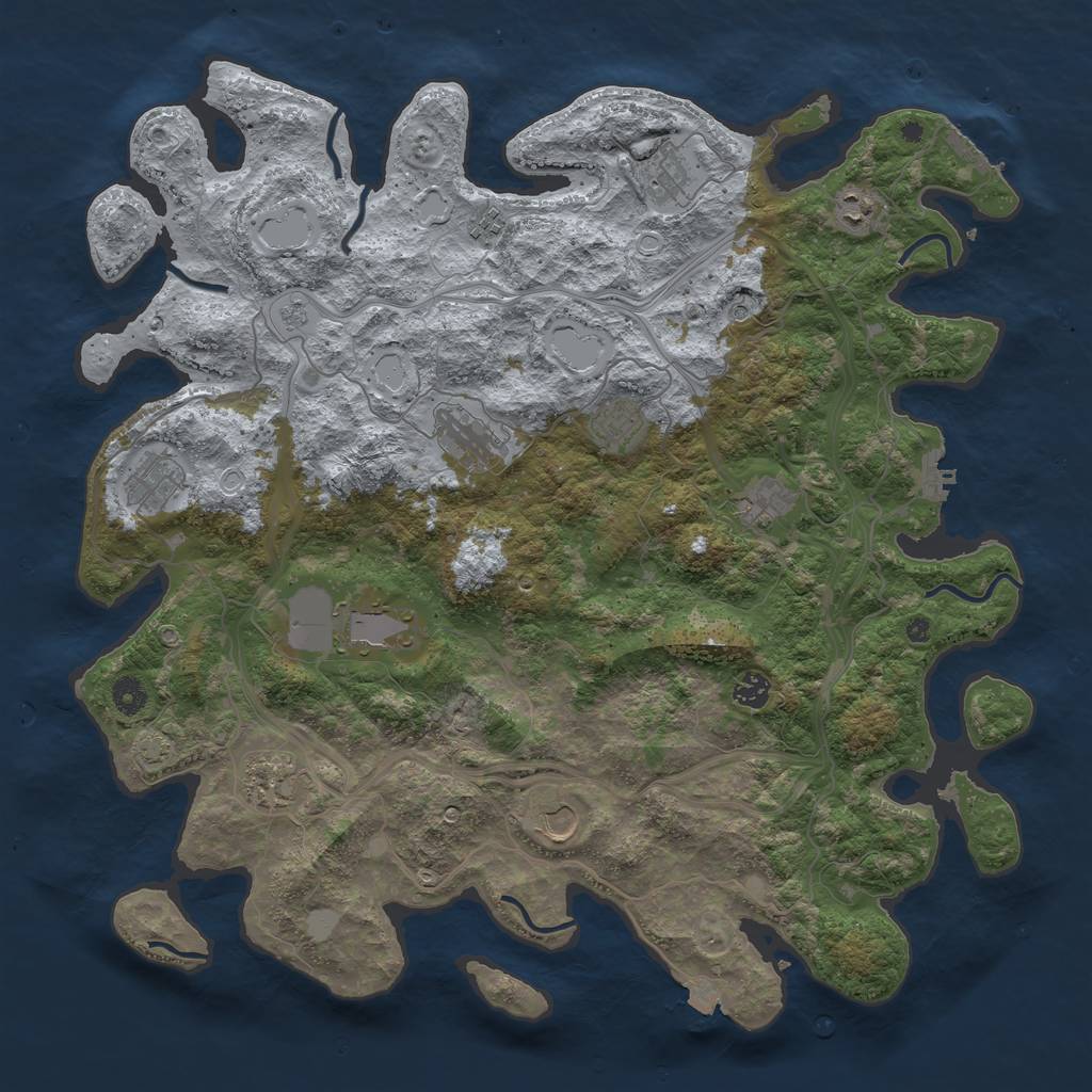 Rust Map: Procedural Map, Size: 4500, Seed: 1376547077, 19 Monuments