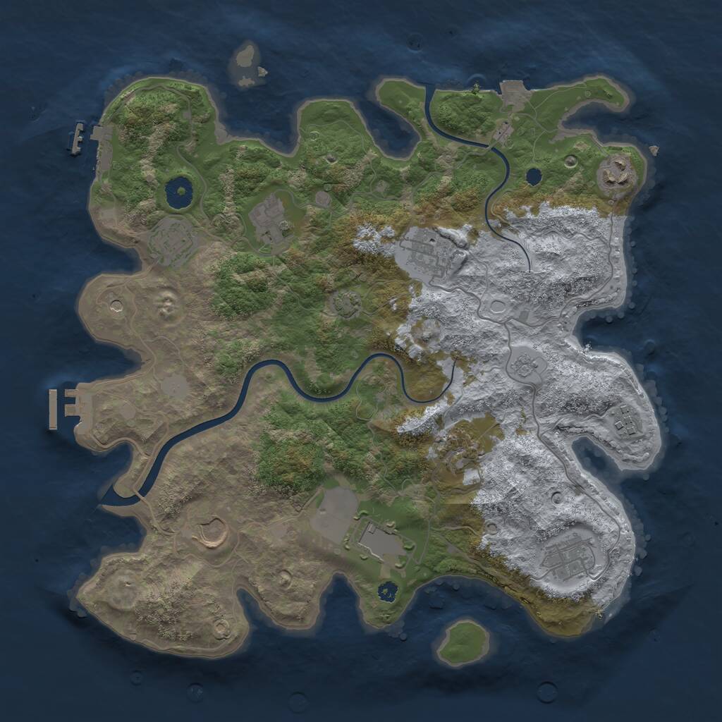 Rust Map: Procedural Map, Size: 3600, Seed: 1239080809, 15 Monuments