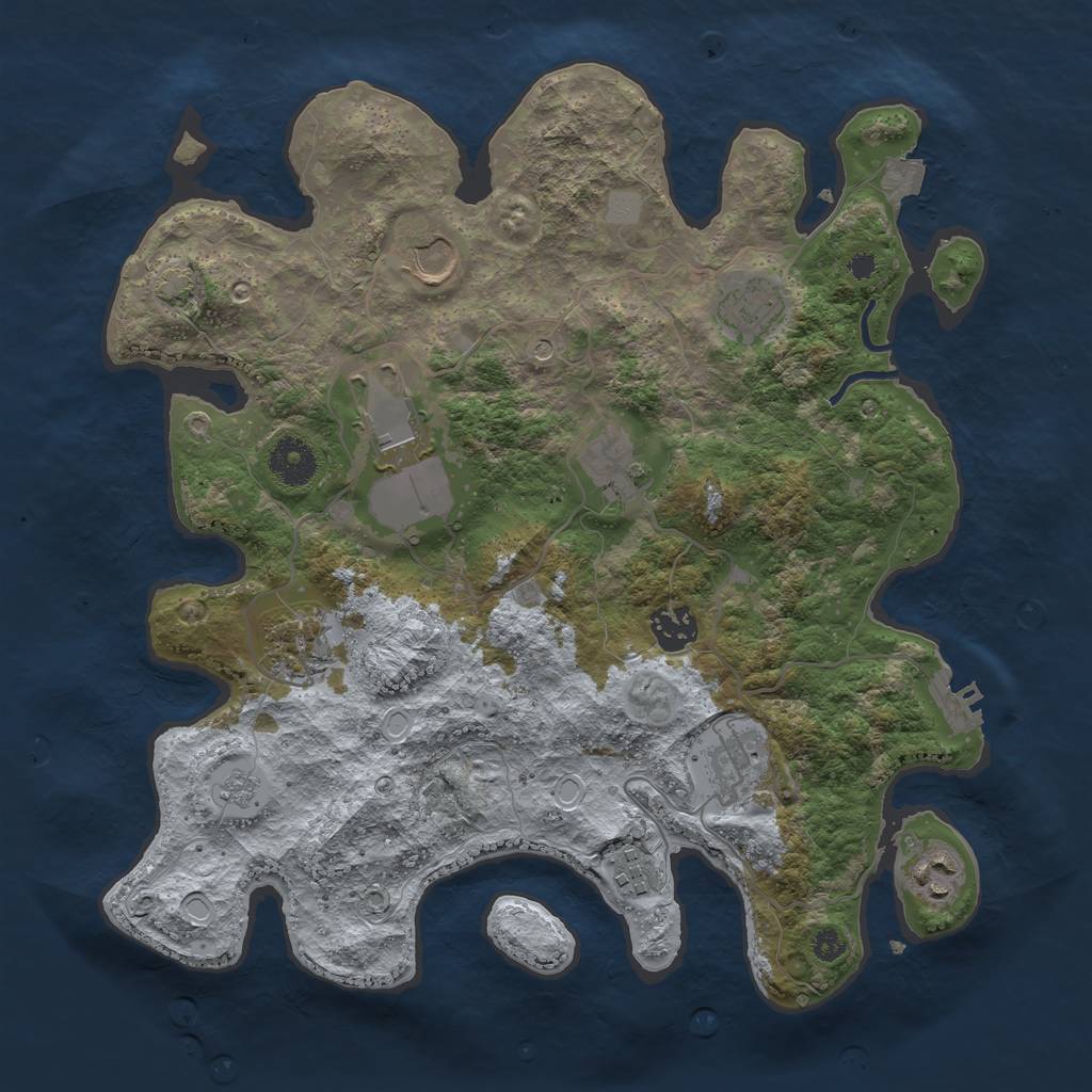 Rust Map: Procedural Map, Size: 3500, Seed: 463663387, 16 Monuments