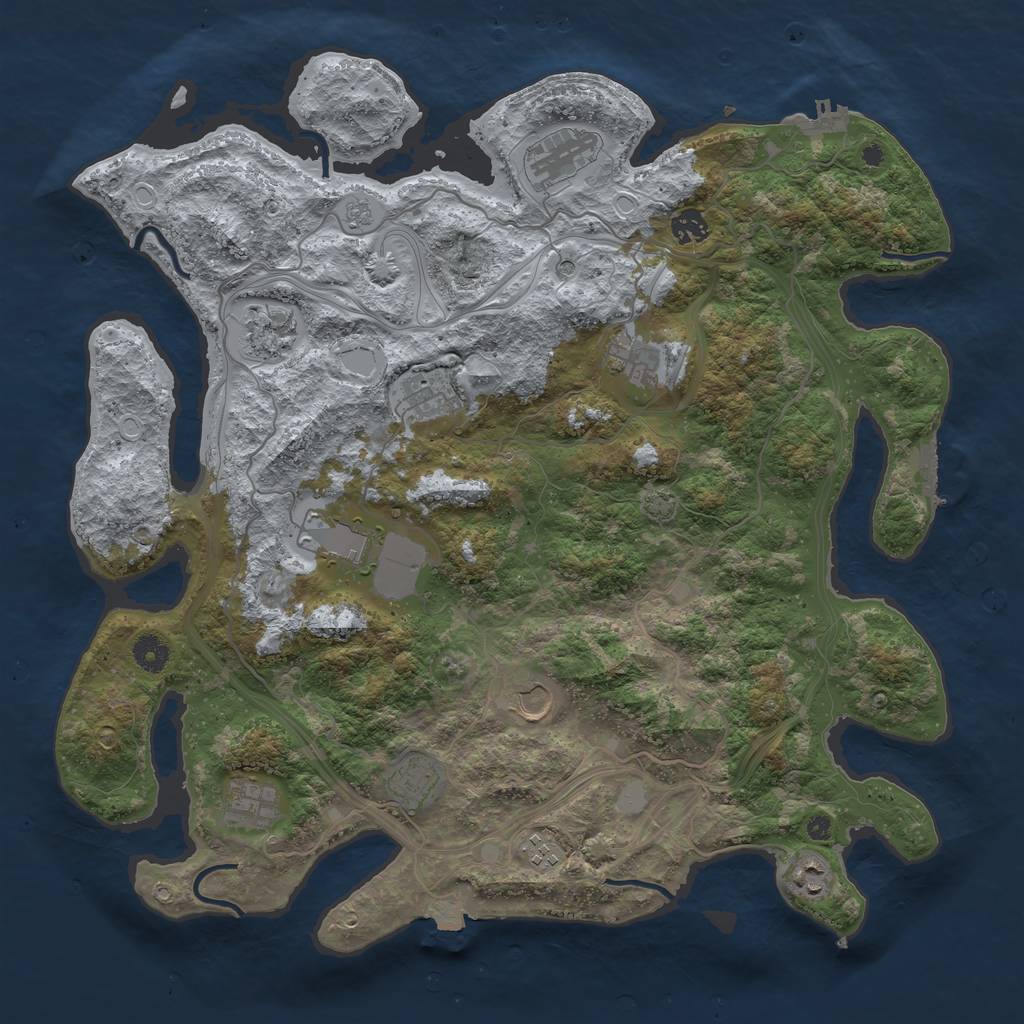 Rust Map: Procedural Map, Size: 4250, Seed: 1917221260, 19 Monuments