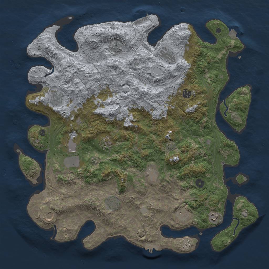 Rust Map: Procedural Map, Size: 4500, Seed: 4333, 19 Monuments