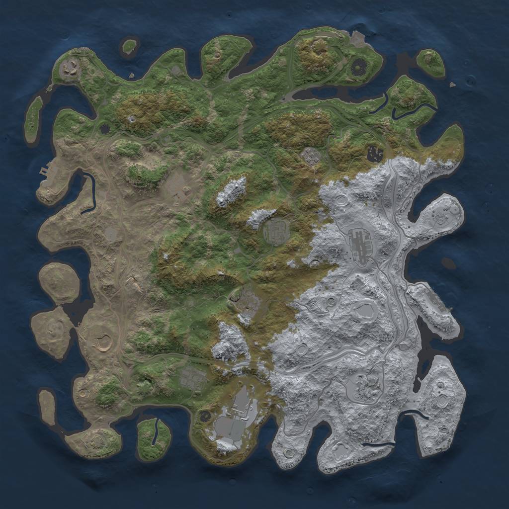 Rust Map: Procedural Map, Size: 4500, Seed: 581099727, 19 Monuments