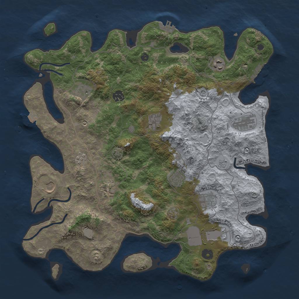 Rust Map: Procedural Map, Size: 4000, Seed: 1027913599, 19 Monuments