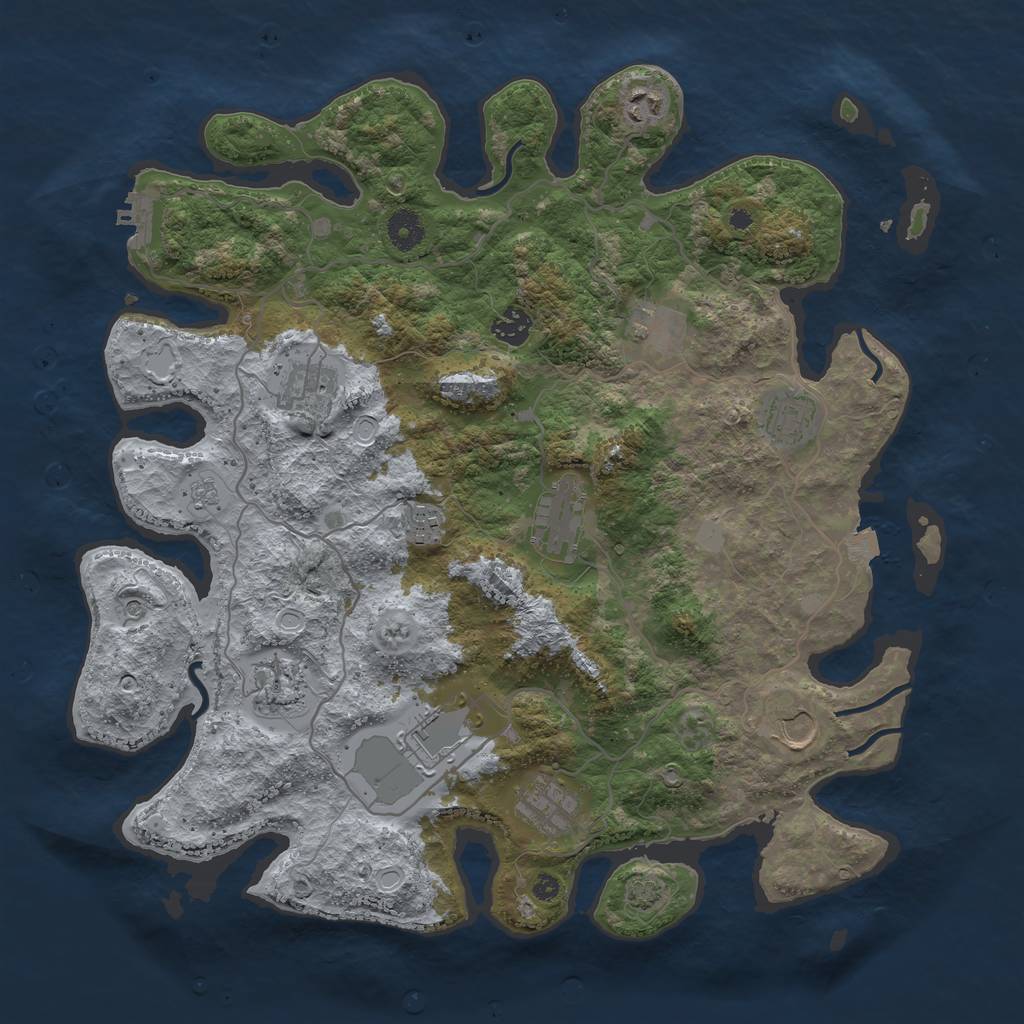 Rust Map: Procedural Map, Size: 4000, Seed: 171455673, 18 Monuments