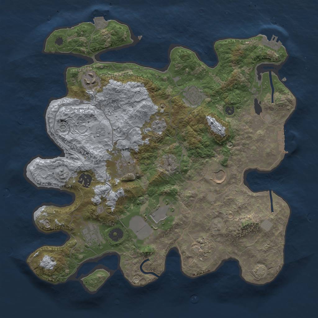 Rust Map: Procedural Map, Size: 3500, Seed: 626523307, 17 Monuments