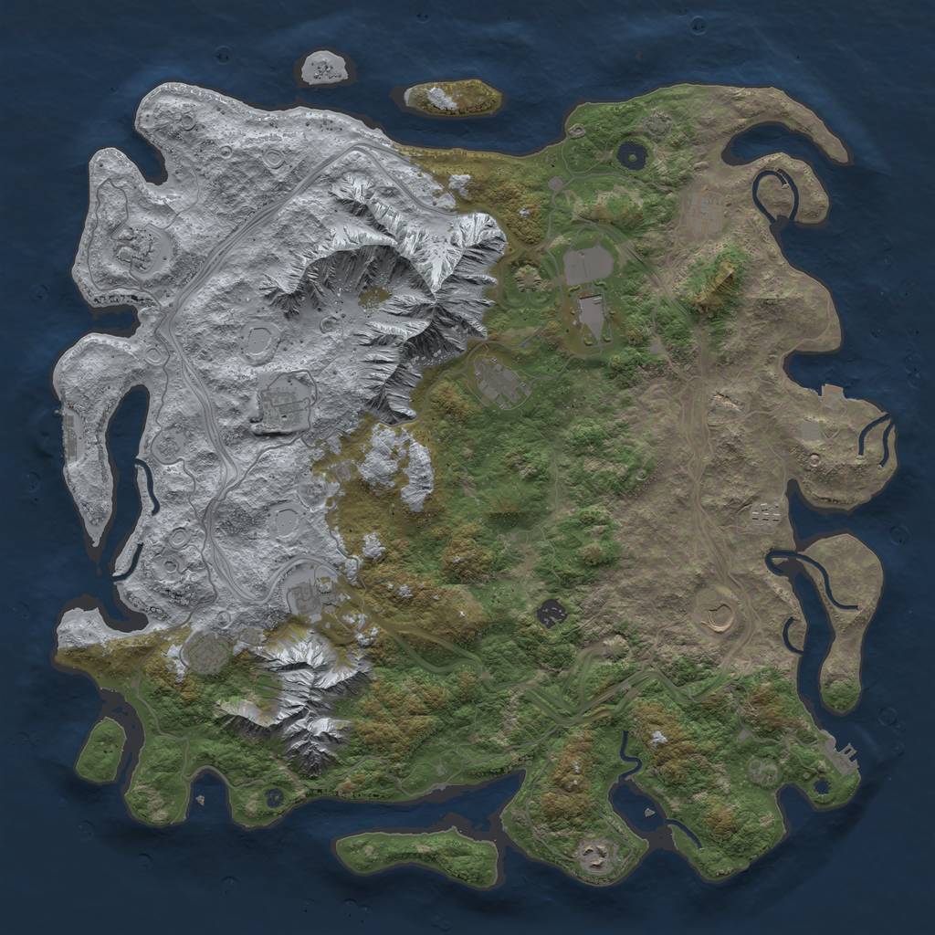 Rust Map: Procedural Map, Size: 5000, Seed: 1501, 19 Monuments