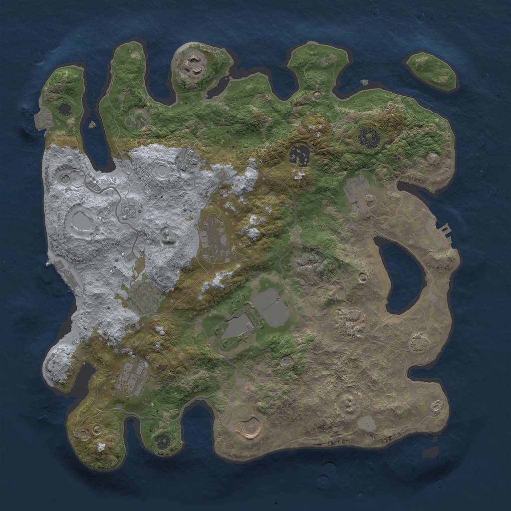 Rust Map: Procedural Map, Size: 3500, Seed: 1960878043, 18 Monuments