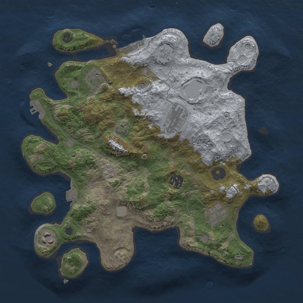 Rust Map: Procedural Map, Size: 3250, Seed: 163125682, 14 Monuments