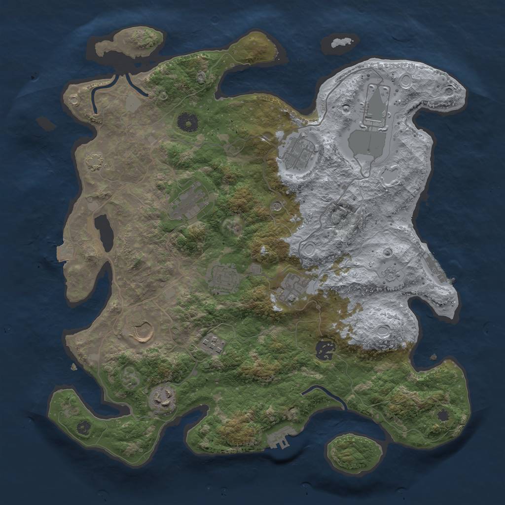 Rust Map: Procedural Map, Size: 3700, Seed: 367242927, 17 Monuments