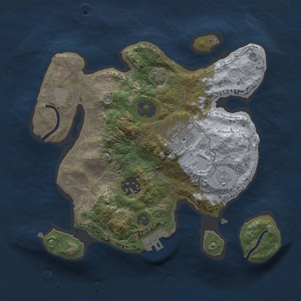 Rust Map: Procedural Map, Size: 2400, Seed: 1023812619, 8 Monuments