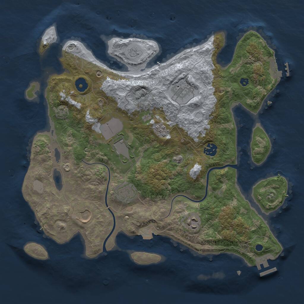 Rust Map: Procedural Map, Size: 3500, Seed: 1531817579, 12 Monuments