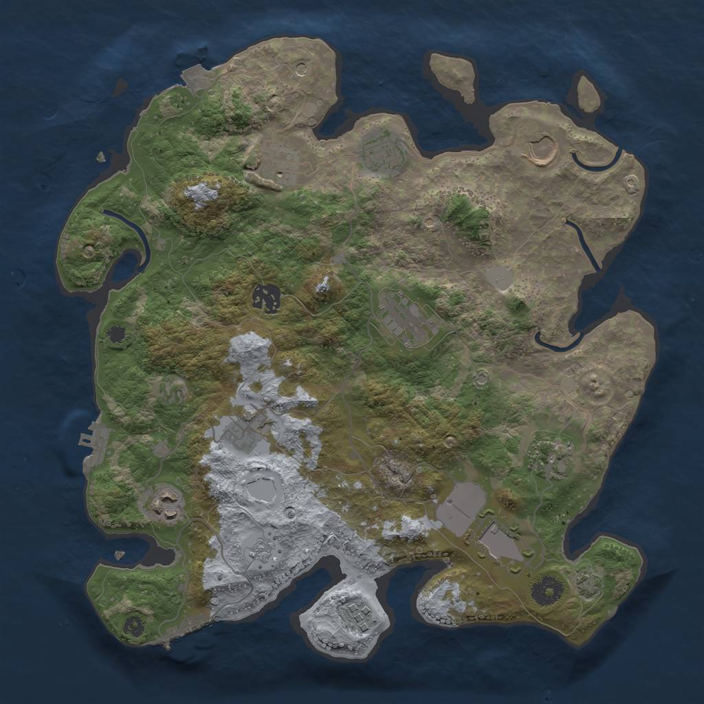Rust Map: Procedural Map, Size: 3500, Seed: 909143463, 18 Monuments