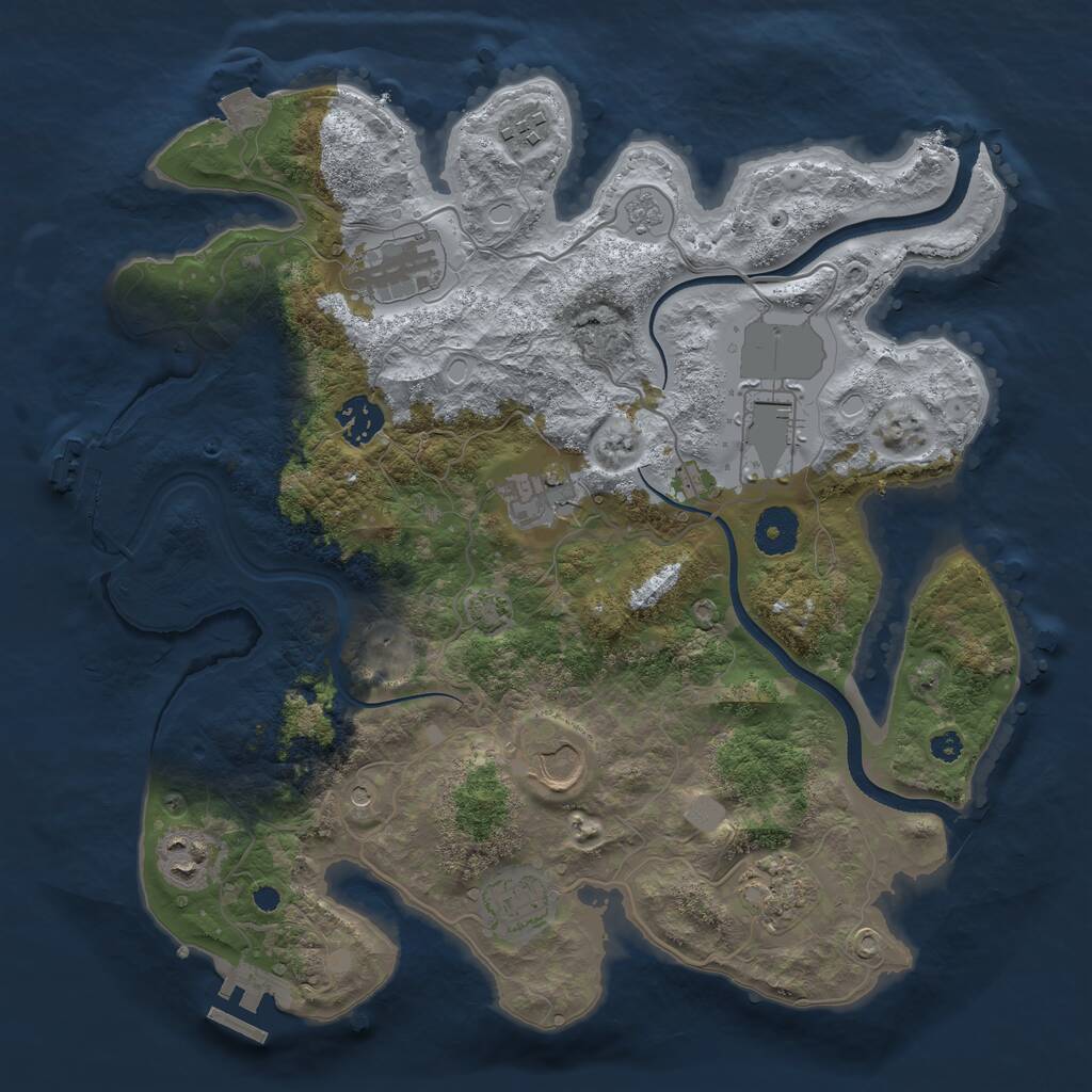 Rust Map: Procedural Map, Size: 3500, Seed: 21288018, 15 Monuments