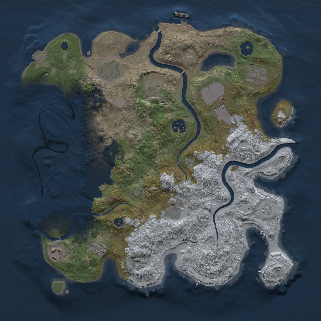 Rust Map: Procedural Map, Size: 3500, Seed: 1270342210, 15 Monuments