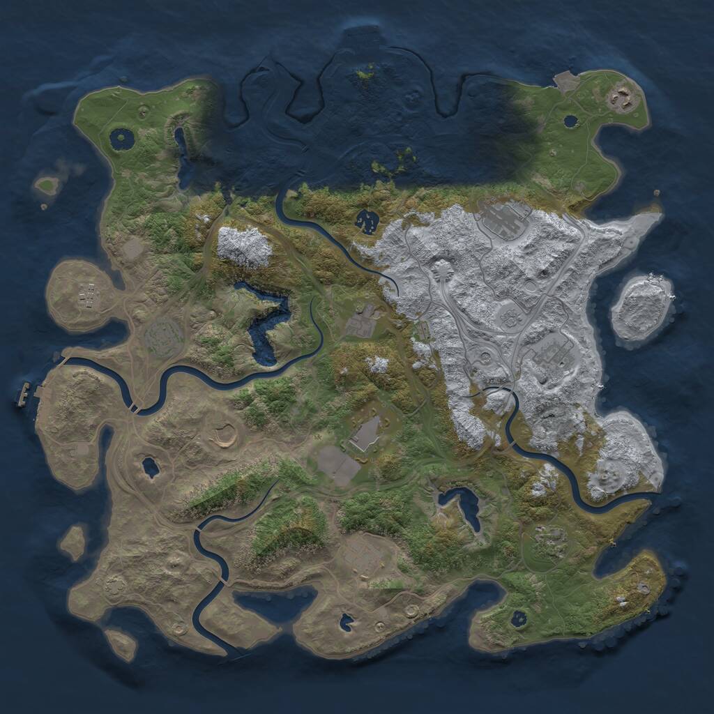 Rust Map: Procedural Map, Size: 4500, Seed: 865548820, 17 Monuments