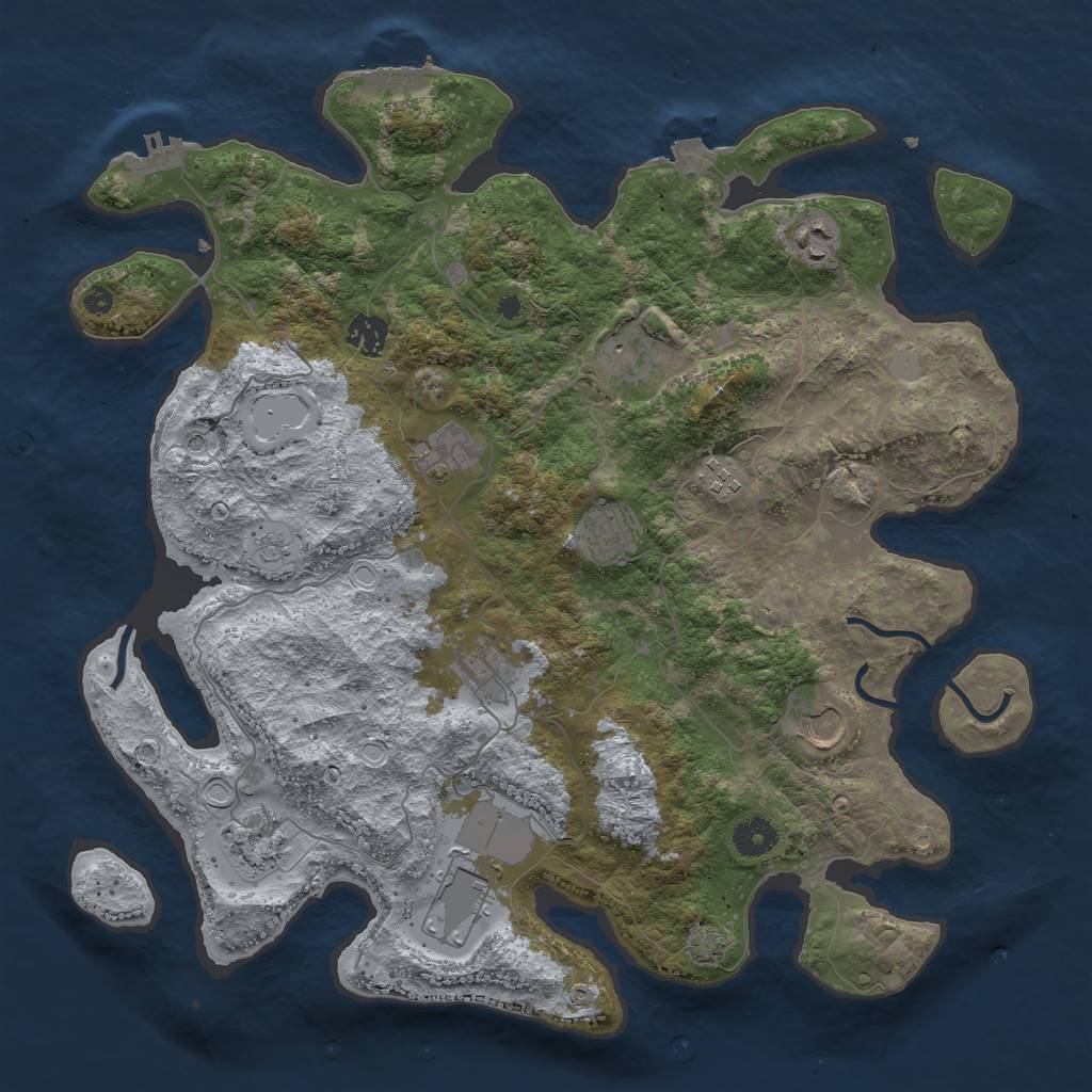 Rust Map: Procedural Map, Size: 3950, Seed: 18742045, 18 Monuments