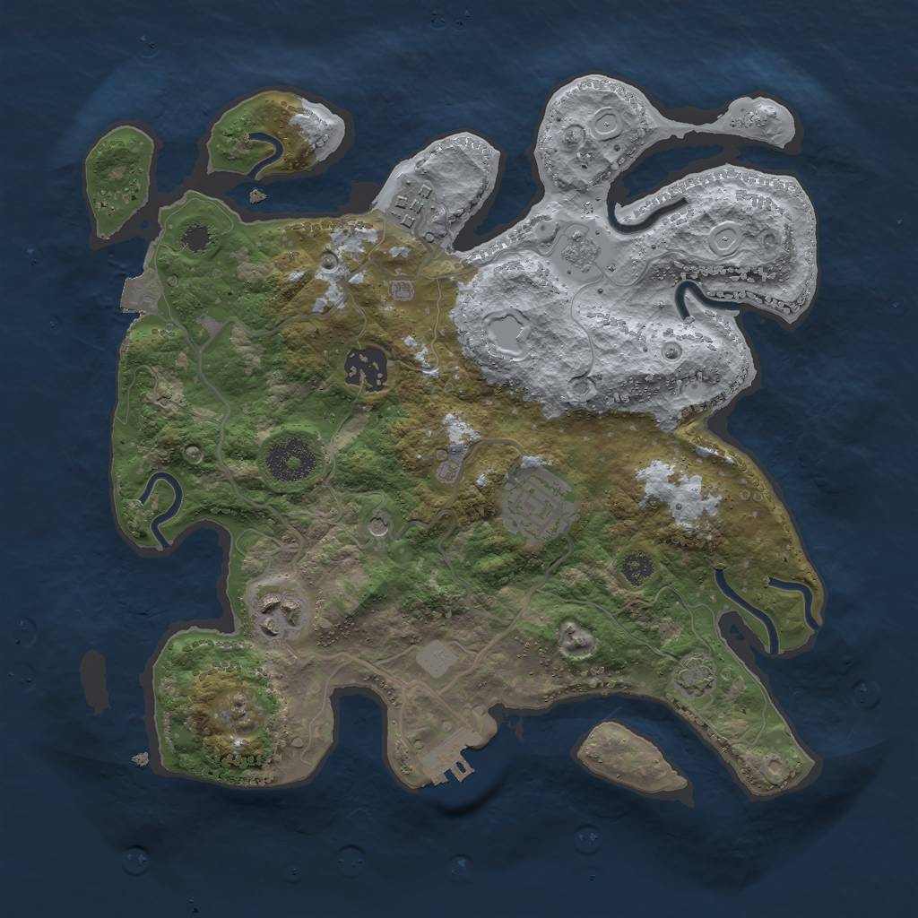 Rust Map: Procedural Map, Size: 3000, Seed: 1815248170, 11 Monuments