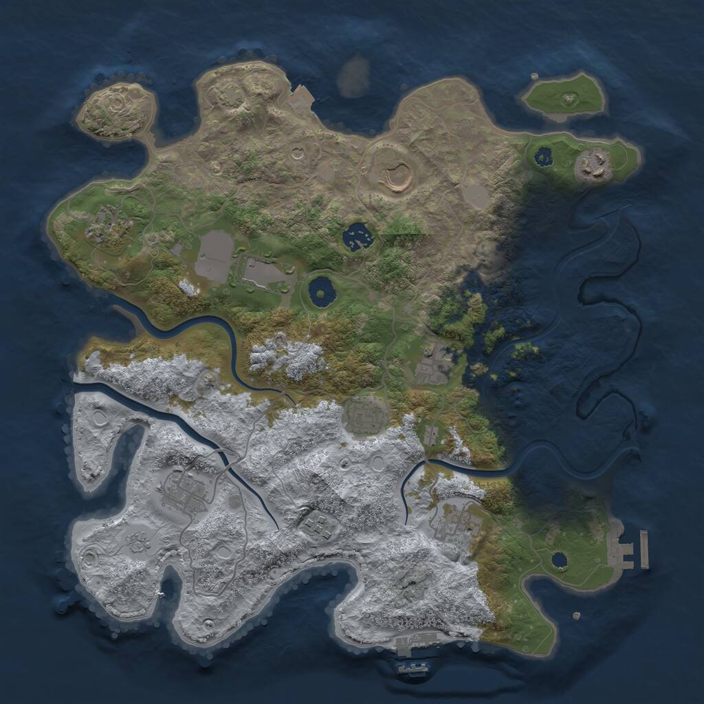 Rust Map: Procedural Map, Size: 3700, Seed: 33, 16 Monuments
