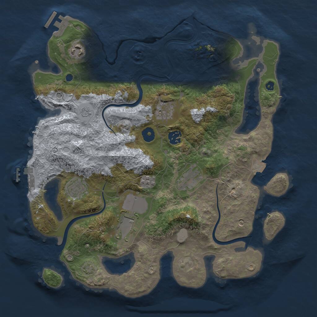 Rust Map: Procedural Map, Size: 3500, Seed: 1991800526, 13 Monuments