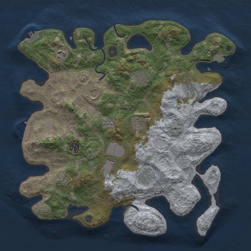 Rust Map: Procedural Map, Size: 3700, Seed: 165359186, 18 Monuments