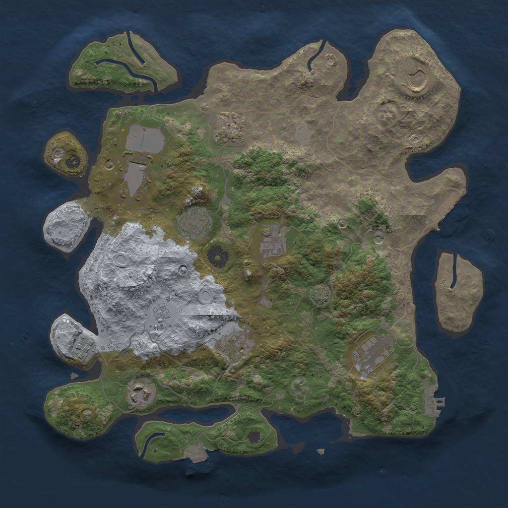 Rust Map: Procedural Map, Size: 3500, Seed: 1230204229, 17 Monuments