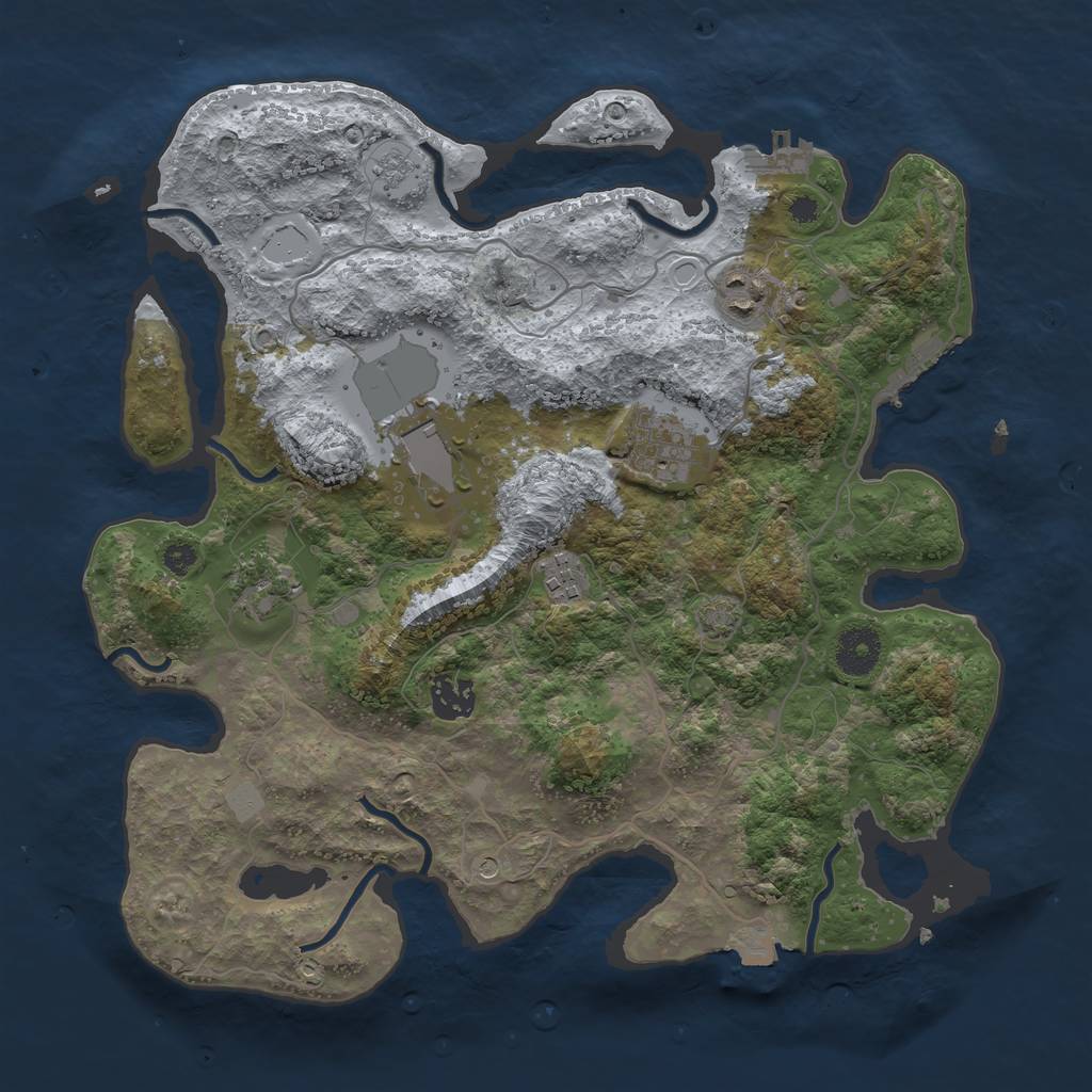 Rust Map: Procedural Map, Size: 3500, Seed: 1775936313, 14 Monuments