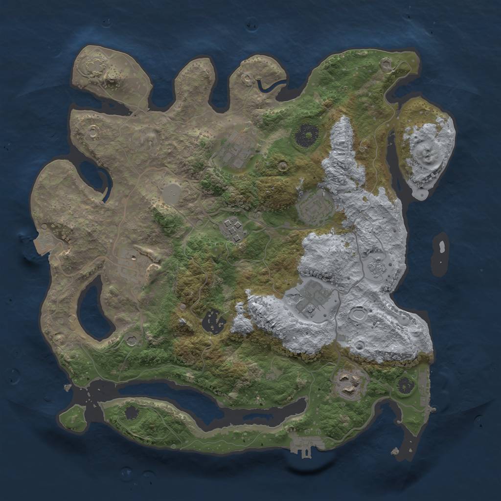 Rust Map: Procedural Map, Size: 3200, Seed: 543526325, 15 Monuments