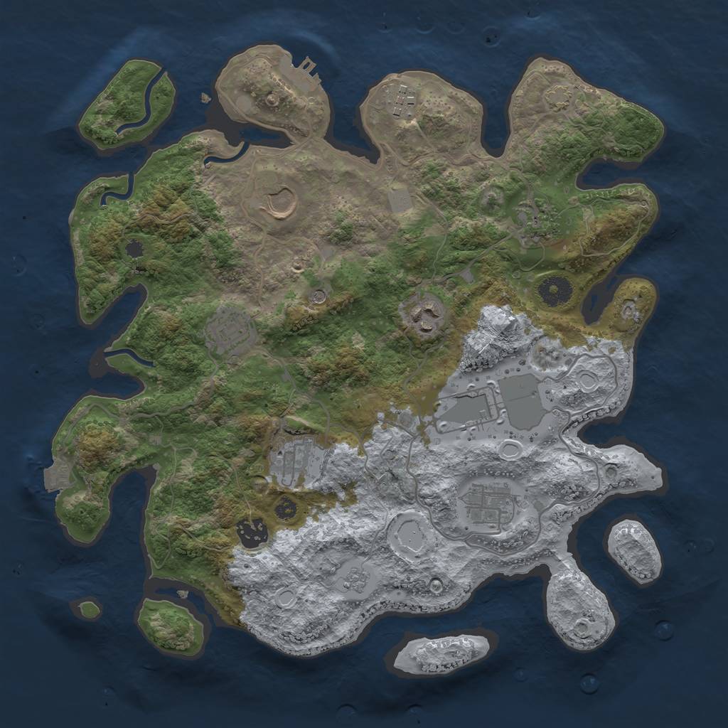 Rust Map: Procedural Map, Size: 3500, Seed: 315063963, 16 Monuments