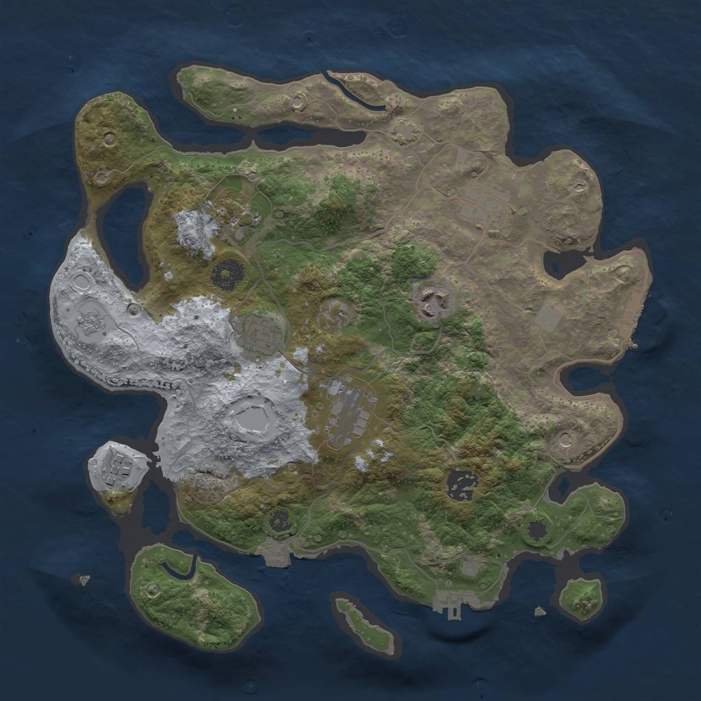 Rust Map: Procedural Map, Size: 3250, Seed: 1287060235, 15 Monuments