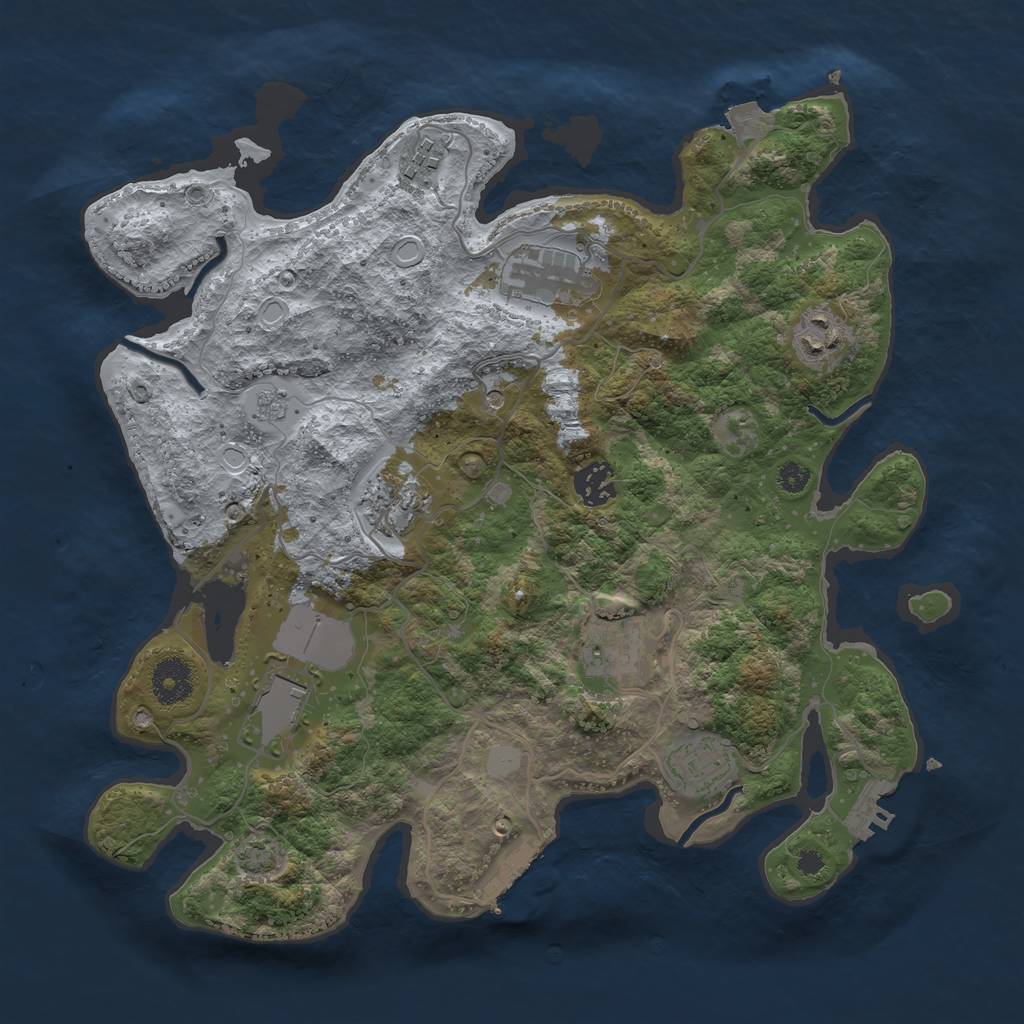 Rust Map: Procedural Map, Size: 3500, Seed: 2109100292, 16 Monuments