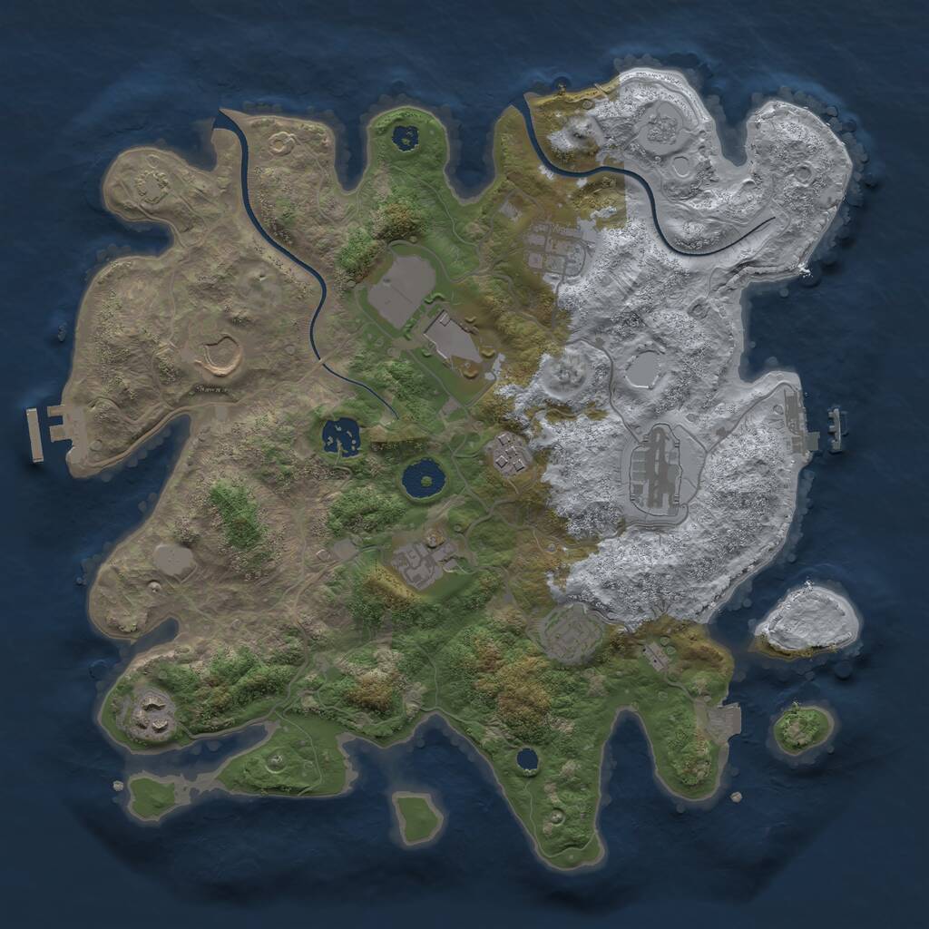 Rust Map: Procedural Map, Size: 3500, Seed: 540029461, 14 Monuments