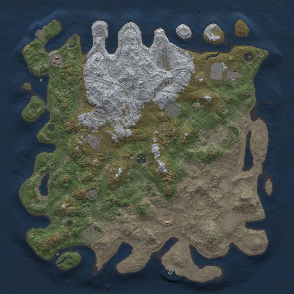 Rust Map: Procedural Map, Size: 4500, Seed: 4139705, 18 Monuments