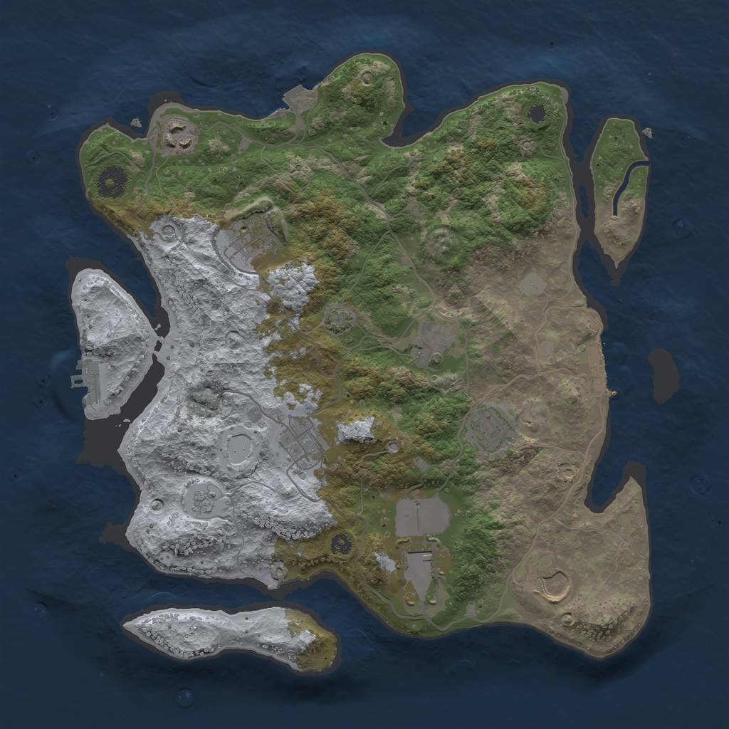 Rust Map: Procedural Map, Size: 3500, Seed: 80025612, 15 Monuments