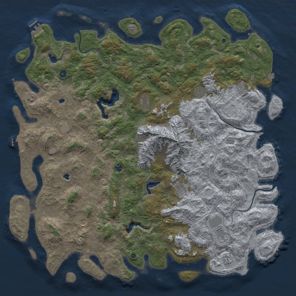 Rust Map: Procedural Map, Size: 6000, Seed: 497232079, 17 Monuments